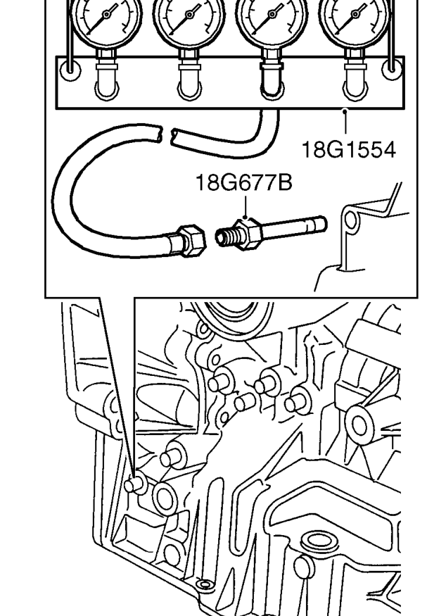 Automatic gearbox - pressure test – Apply handbrake and chock road wheels