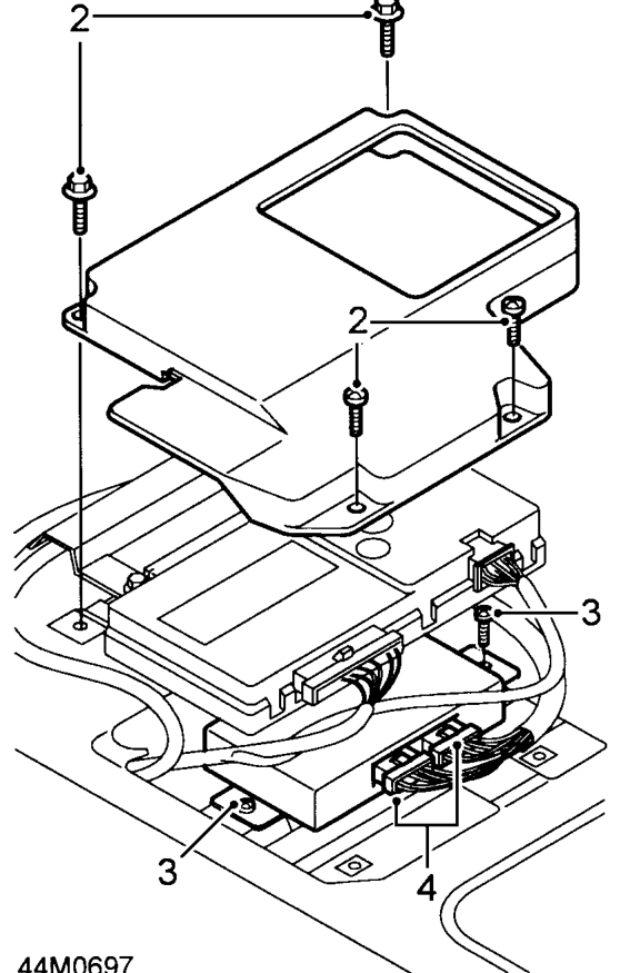 Electronic control unit – Remove LH front seat. See BODY, Repairs.