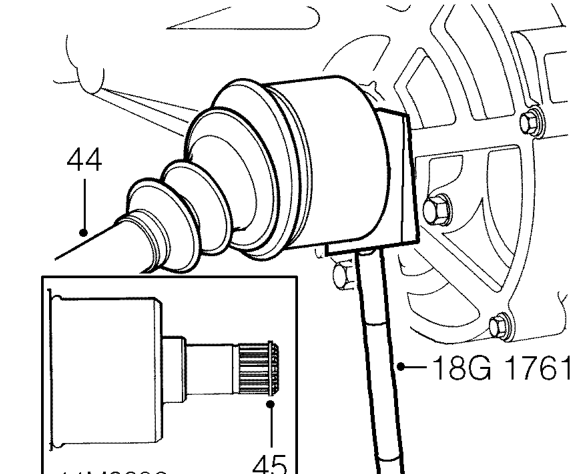 Break taper joint using tool 18G 2 and release knuckle from lower arm.