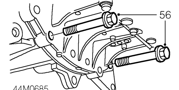 Disconnect exhaust front pipe mounting rubber.
