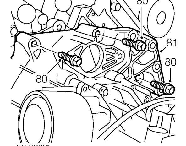 Remove bolt securing lifting bracket to gearbox and remove bracket.