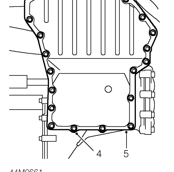 Fluid pan gasket – Drain gearbox fluid. See Adjustments.