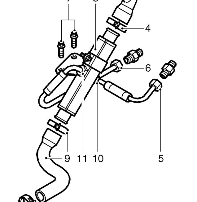 Fluid cooler – Release clip securing bottom hose to top of fluid cooler.