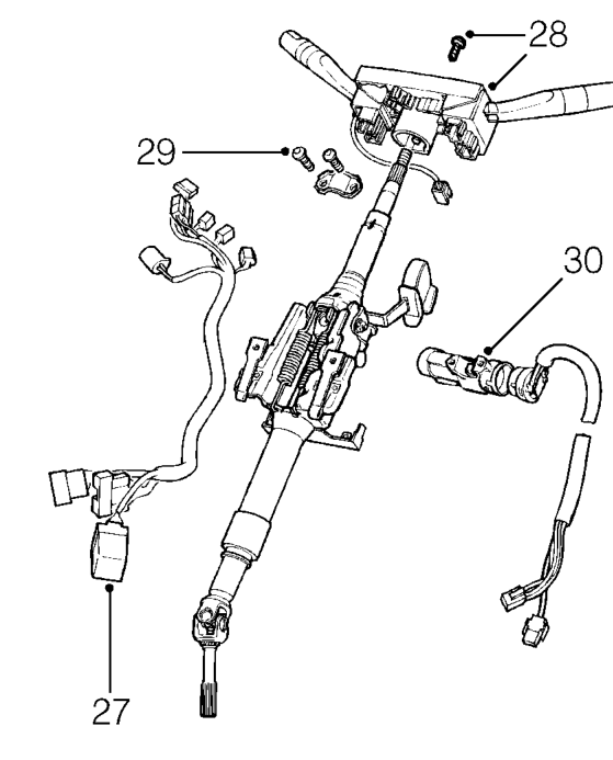 Remove cable tie securing multiplug to ignition switch and disconnect multiplug.