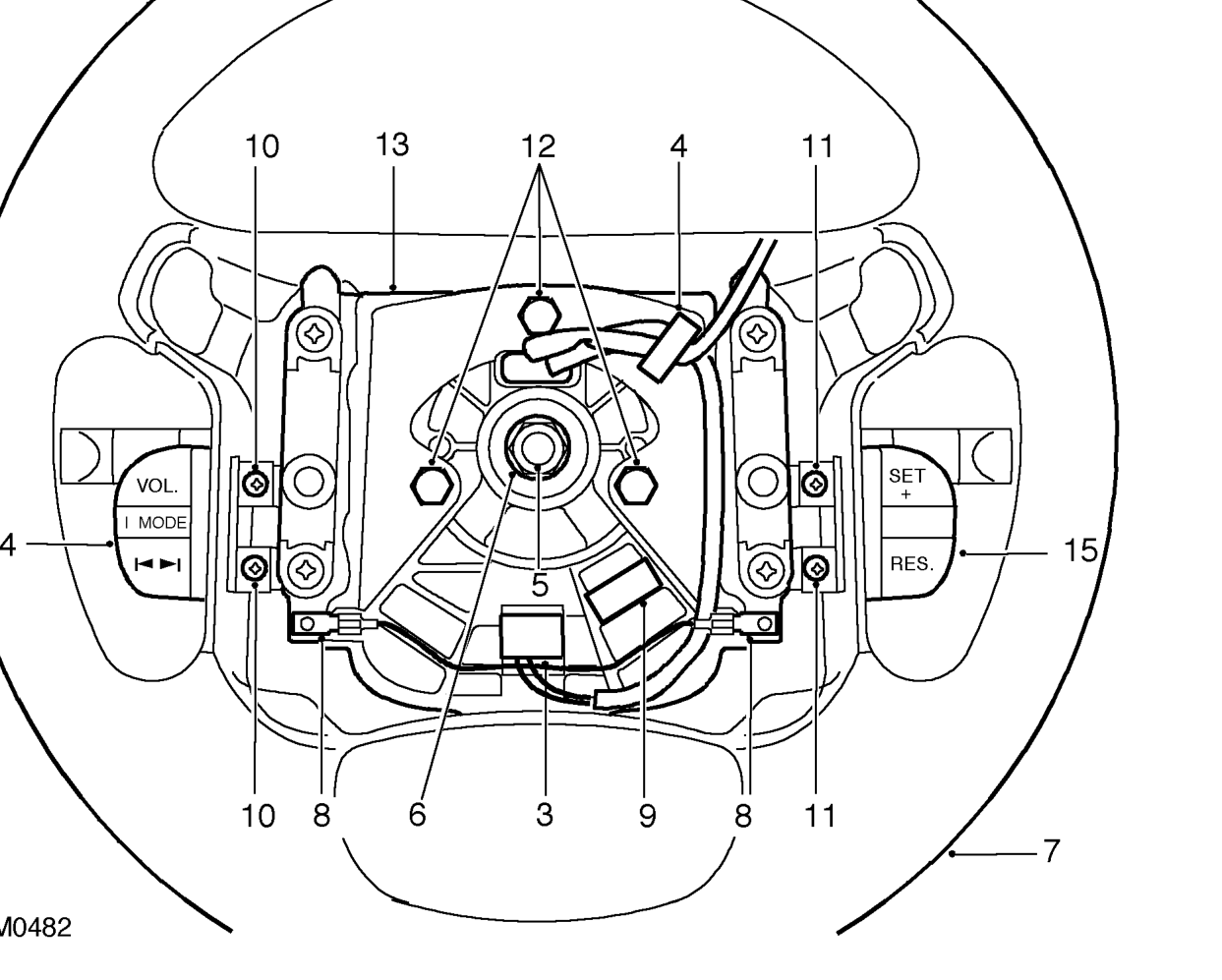 Steering wheel – Position steering wheel with road wheels straight ahead.