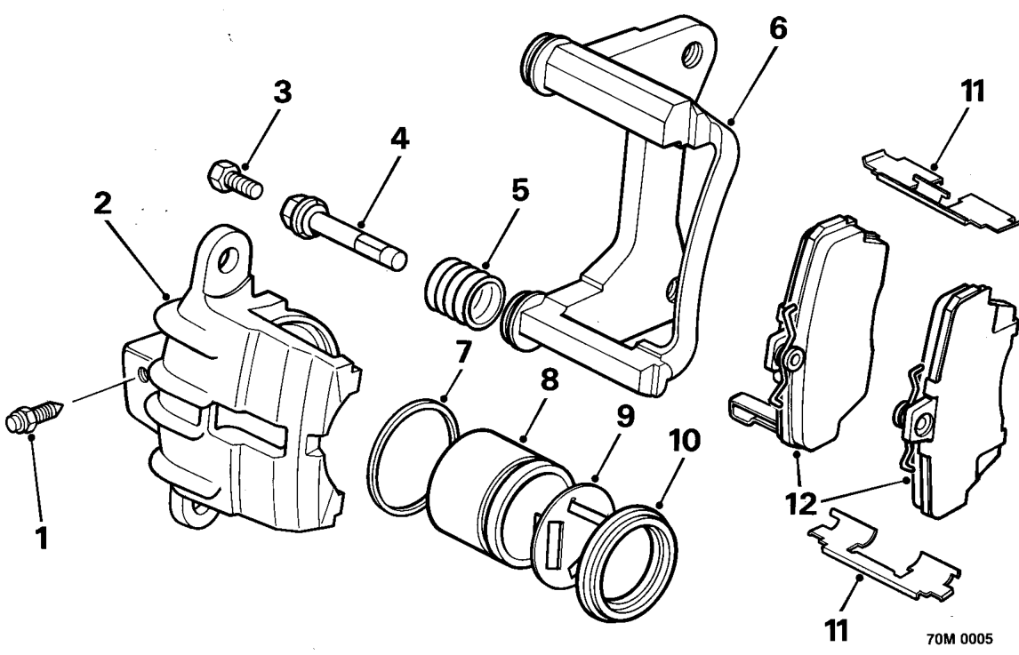 Front brake caliper components