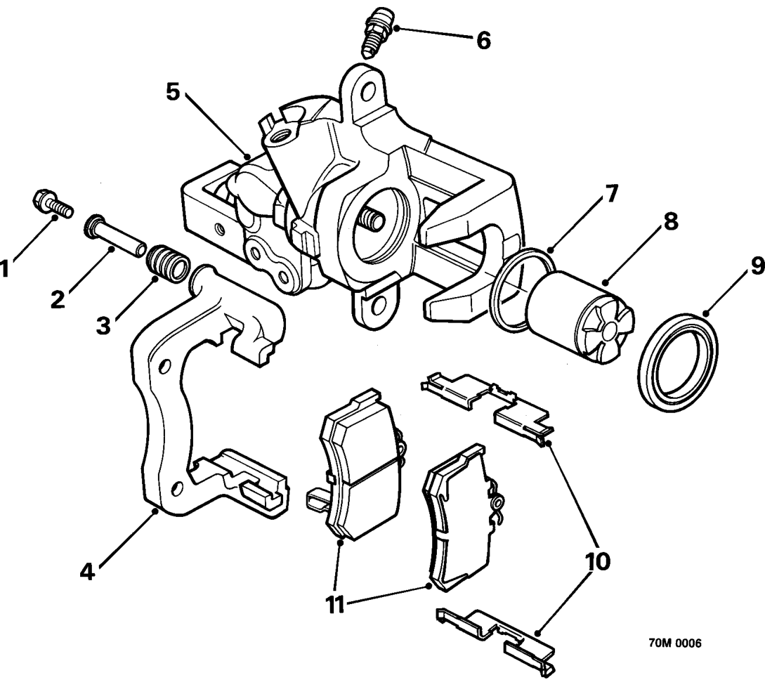 Rear brake caliper components