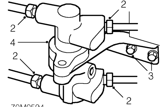 Brake proportioning valve – Position cloth to absorb fluid spillage.