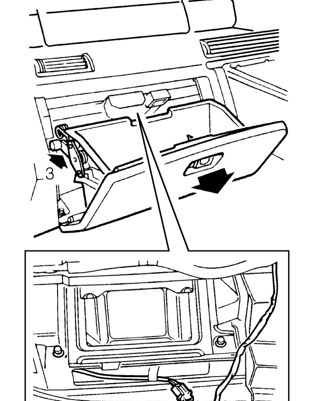 Passenger’s airbag module – Open glove box.