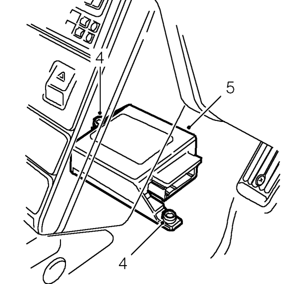 Airbag control unit – Release clip and disconnect airbag harness multiplug from airbag control unit.