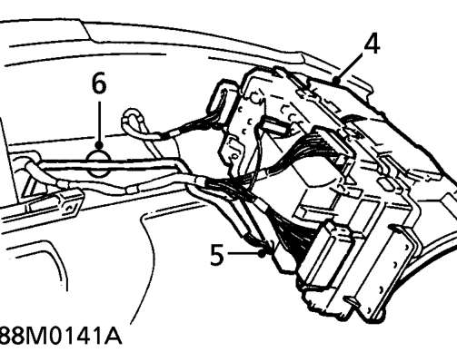 Airbag harness – Remove 4 screws securing instrument panel.