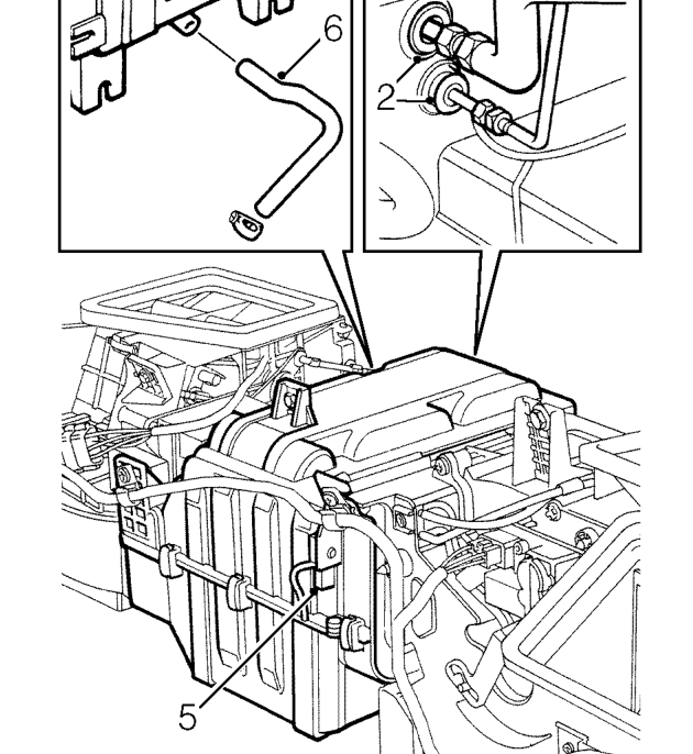 Evaporator – Recover refrigerant from air conditioning system. See Adjustments.