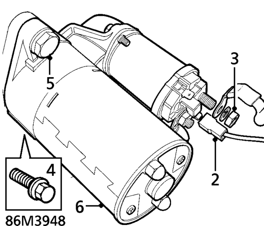 Starter motor - kv6 manual gearbox – Remove air cleaner. See ENGINE MANAGEMENT SYSTEM - MEMS, Repairs.