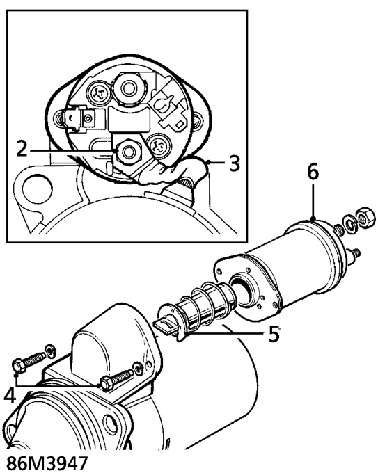 Starter solenoid - kv6 manual gearbox – Remove starter motor. See this section.