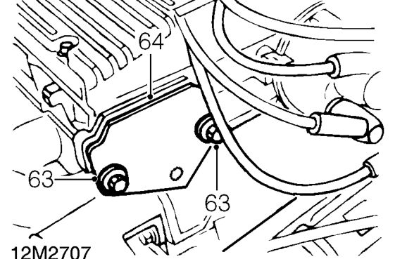 Remove through bolt securing engine steady bar to bracket on sump.