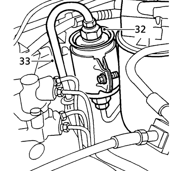 Position absorbent cloth around fuel filter outlet union.