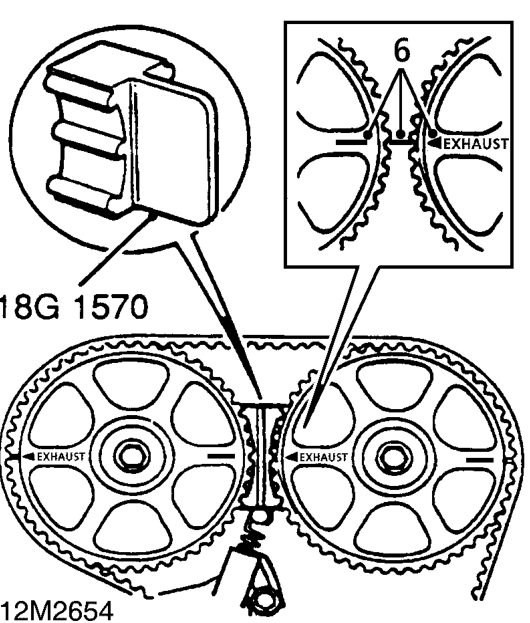 Camshaft timing belt – Remove starter motor. See ELECTRICAL, Repairs.