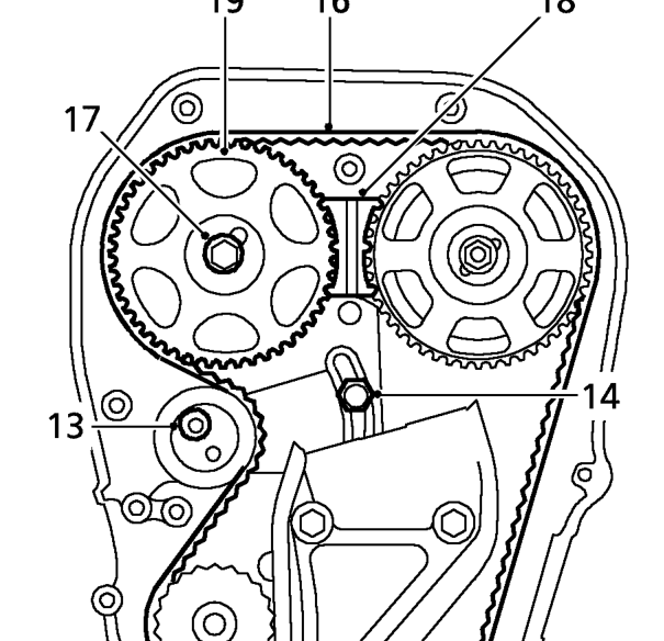 If camshaft timing belt is to be reused, mark position of tensioner to cylinder head for b