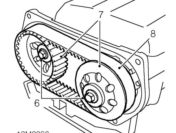 Camshaft rear timing belt – Fit camshaft locking tool 18G 1570.