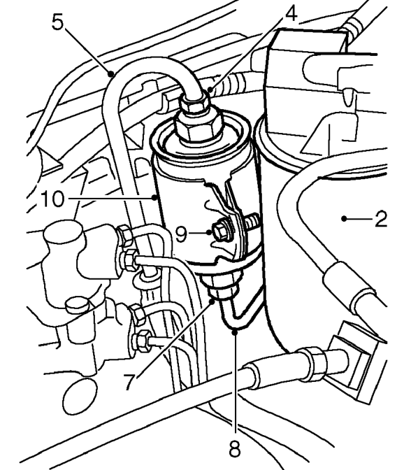 Fuel filter – Disconnect battery earth lead.