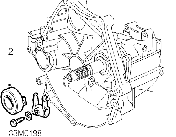 Clutch assembly and release bearing - ’pg1’ gearbox – Remove gearbox assembly. See MANUAL GEARBOX - ’PG1’, Repairs.