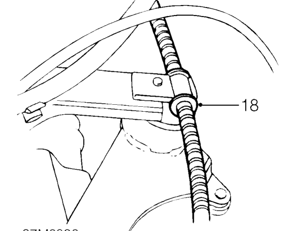 Using tool 18G 1592 release gear change linkage ball joint from gear change lever.
