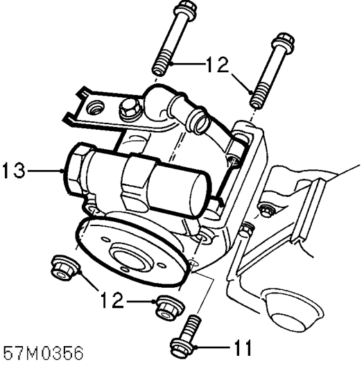 Power steering pump – Remove power steering pump pulley.
