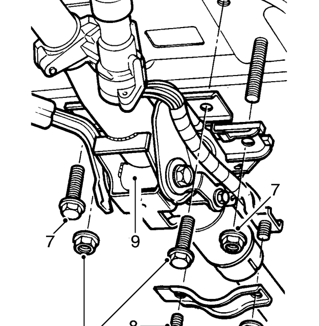 Steering column assembly – Remove bolt securing universal joint to column.