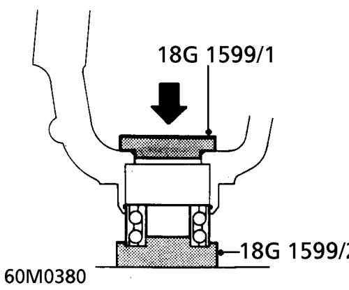 Position front hub beneath press.