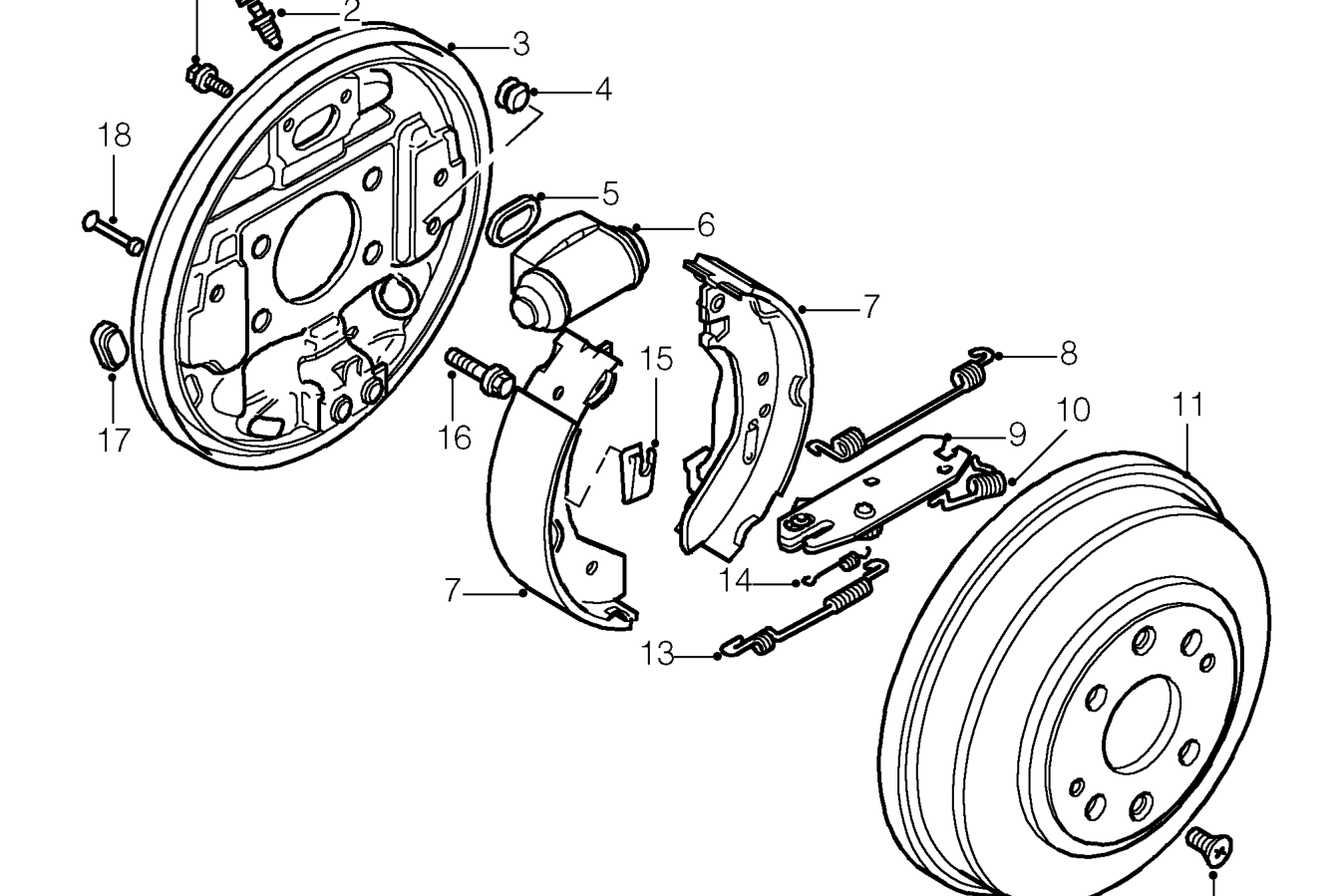 Rear drum brake components