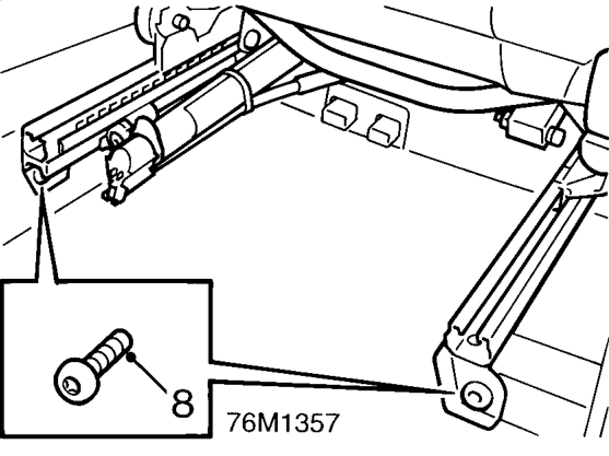 Front seat – Insert service key into slot in pre-tensioner and push to secure.