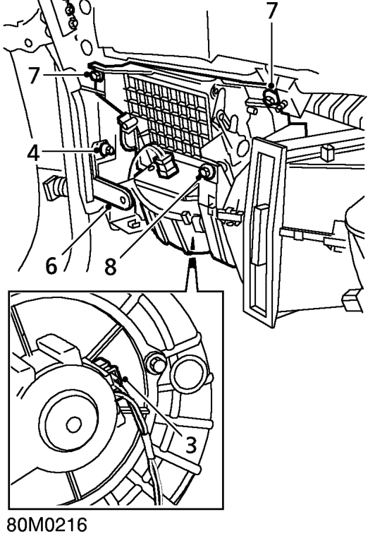 Blower assembly – Remove fascia. See BODY, Interior trim components.