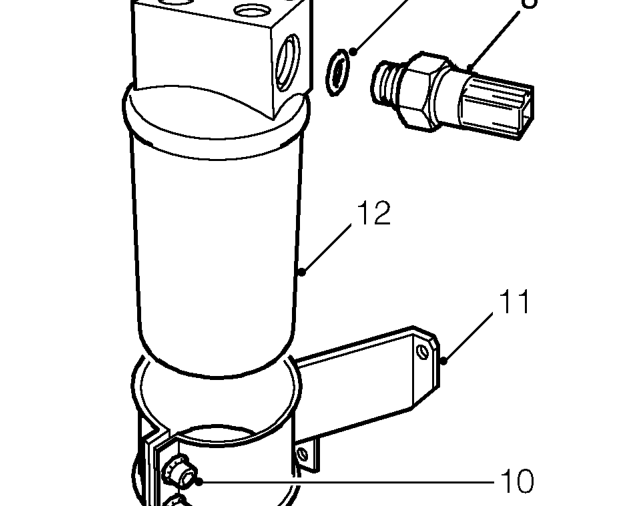 Receiver/dryer – Remove and discard 2 ’O’ rings from air conditioning pipe connections.