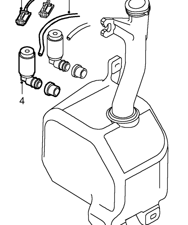 Windscreen washer pump – Position container to collect any fluid loss.