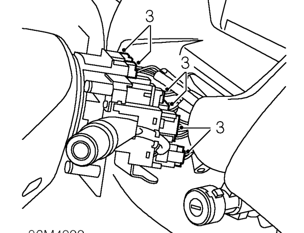 Starter switch – Disconnect starter switch multiplugs from fuse box and main harness.