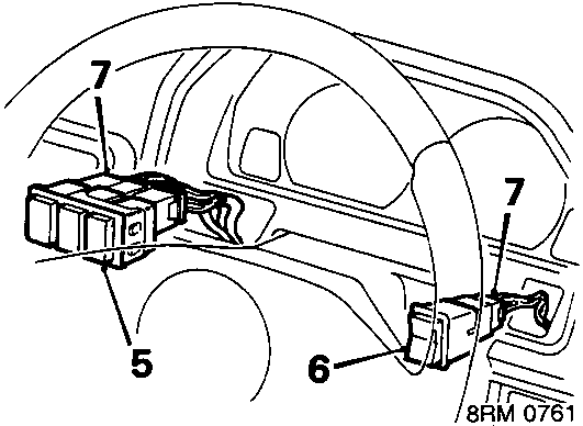 Diagram showing release of L.H. switch pack and sunroof switch from cowl