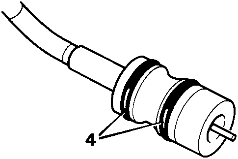 Diagram showing speedometer cable end fitting with 'O' rings, callout number 4