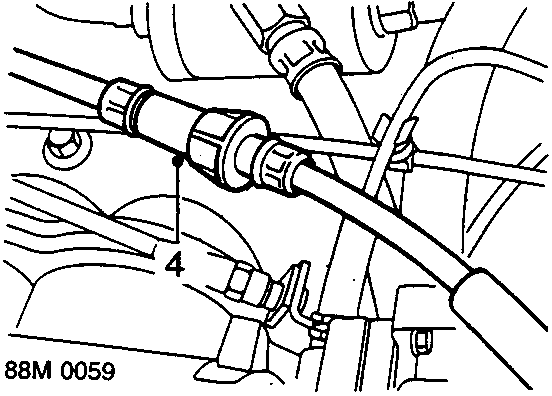 Diagram showing speedometer cable halves connection with callout number 4, reference 88M 0059