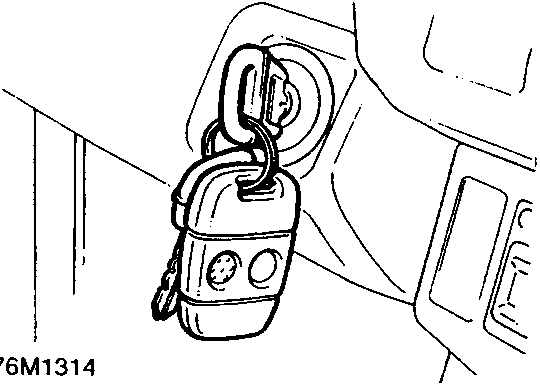 Ignition switch with key inserted