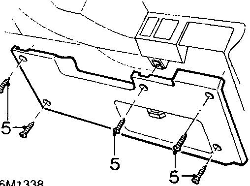 Diagram showing the removal of 5 screws securing the fusebox cover