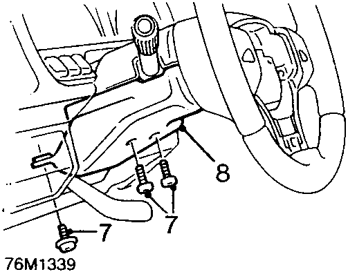 Diagram showing the lower half of the nacelle and steering column with callout numbers 7 and 8.
