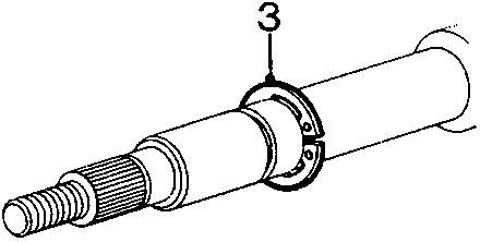 Diagram showing a steering column shaft with a circlip labeled 3