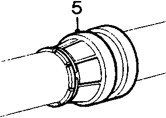 Diagram showing the end of a steering column with a bearing component labeled 5