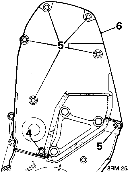 Diagram showing timing belt upper front cover with callout numbers 4, 5, and 6