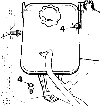 Diagram showing coolant expansion tank with callout numbers 4, 5, and 6