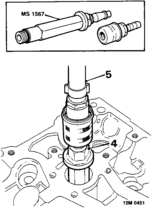 Tool MS 1567 and its application on a cylinder head with callouts 4 and 5