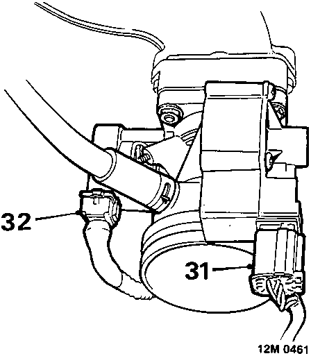 Diagram showing stepper motor (31) and throttle potentiometer (32) with multiplugs disconnected