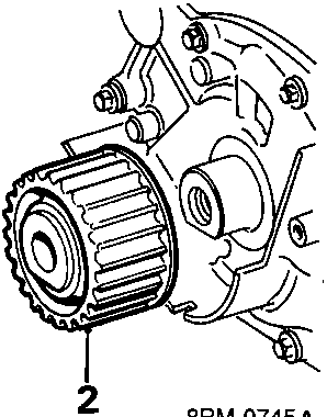 Crankshaft gear removal diagram showing tool 2