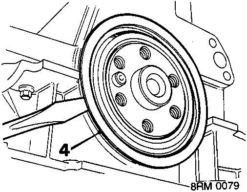 Crankshaft rear oil seal area near flywheel