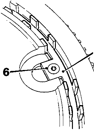 Diagram of reluctor ring and set screws on flywheel